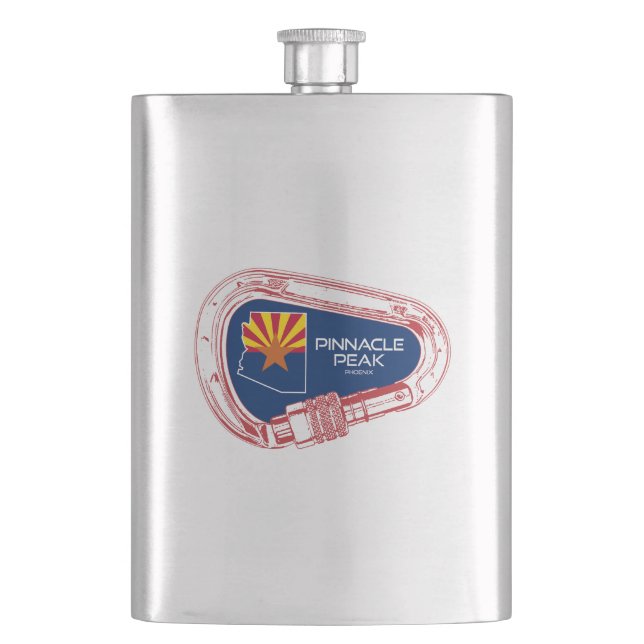 Pinnacle Peak Arizona Rock Climbing Carabiner Flask (Front)