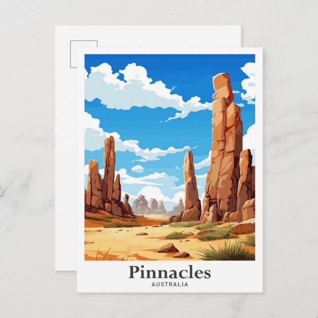 Pinnacles Australia Travel Potrait Illustration Postcard (Front/Back)