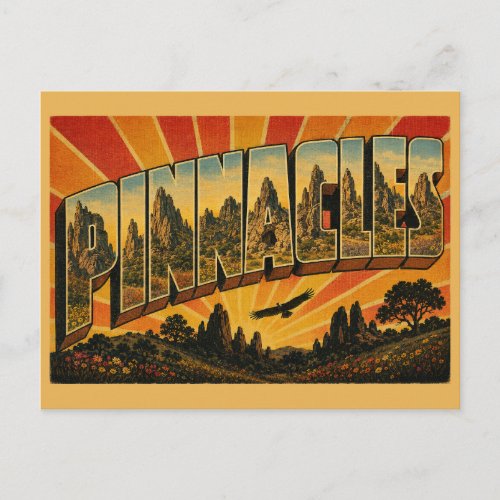 Pinnacles California Volcanic Spires Cave Art Postcard
