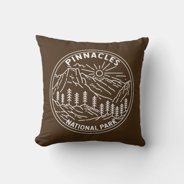 Pinnacles National Park California Monoline Throw Pillow (Front)