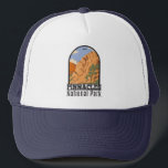 Pinnacles National Park California Vintage Trucker Hat<br><div class="desc">Pinnacles vector artwork design. The park is an American national park protecting a mountainous area located east of the Salinas Valley in Central California.</div>