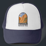 Pinnacles National Park California Vintage Trucker Hat<br><div class="desc">Pinnacles vector artwork design. The park is an American national park protecting a mountainous area located east of the Salinas Valley in Central California.</div>