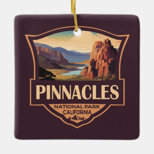 Pinnacles National Park Illustration Travel Art Ceramic Ornament