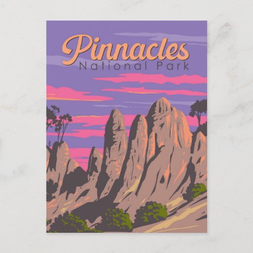Pinnacles National Park Illustration Travel Art Postcard