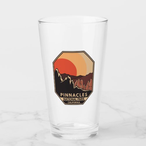Pinnacles National Park Minimal Retro Emblem Glass