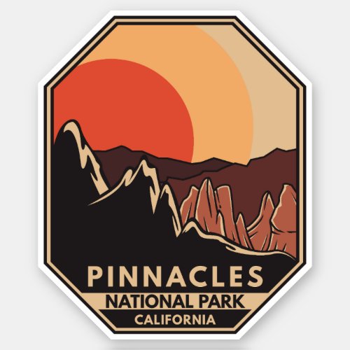 Pinnacles National Park Minimal Retro Emblem  Sticker
