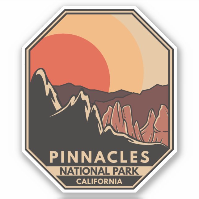 Pinnacles National Park Minimal Retro Emblem  Sticker (Front)