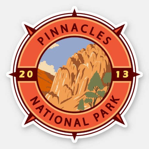Pinnacles National Park Retro Compass Emblem Sticker