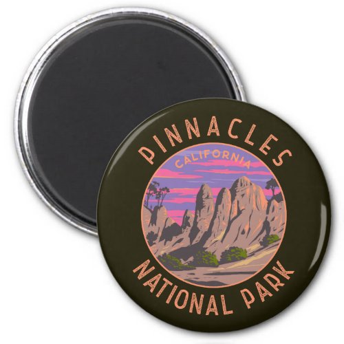 Pinnacles National Park Retro Distressed Circle Magnet