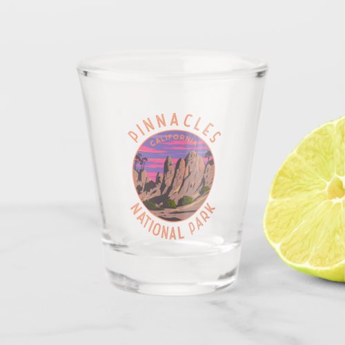 Pinnacles National Park Retro Distressed Circle Shot Glass