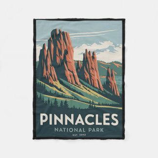 Pinnacles National Park Vintage Camping Hiking Men Fleece Blanket