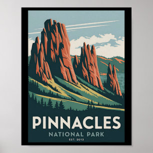 Pinnacles National Park Vintage Camping Hiking Men Poster