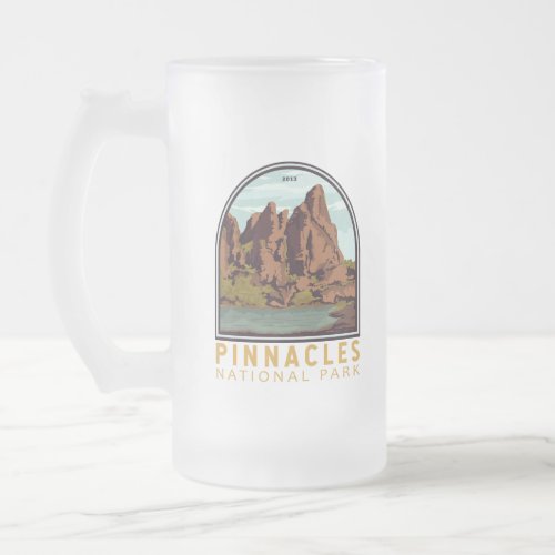 Pinnacles National Park Vintage Emblem Frosted Glass Beer Mug