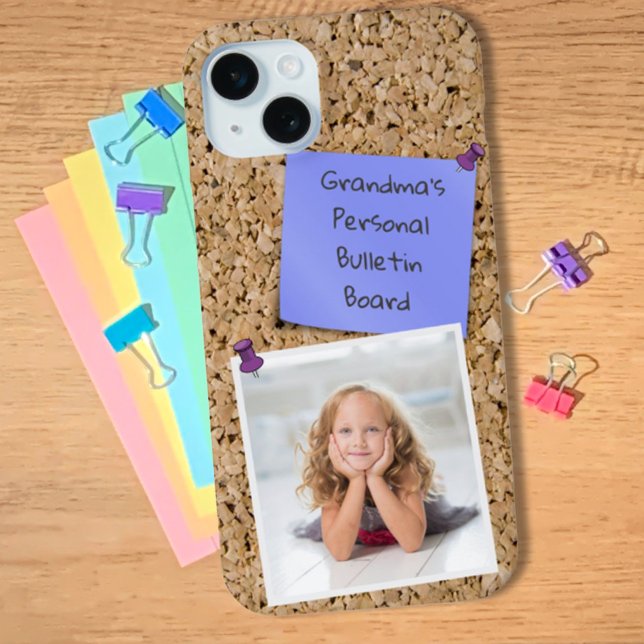 Pinned Purple Note Template Custom Photo Case-Mate iPhone Case (Add your favorite photo and comment to this fun iPhone case for you or as a sweet personalized gift.)