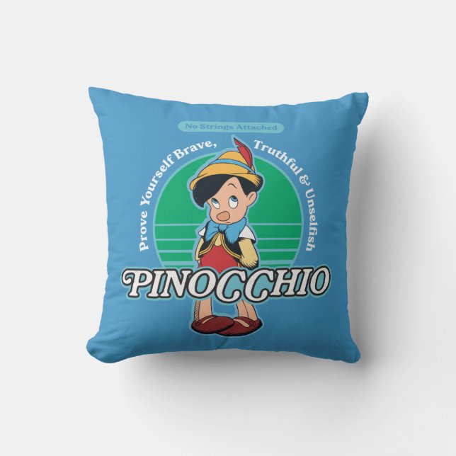 Pinocchio | No Strings Attached Throw Pillow (Front)