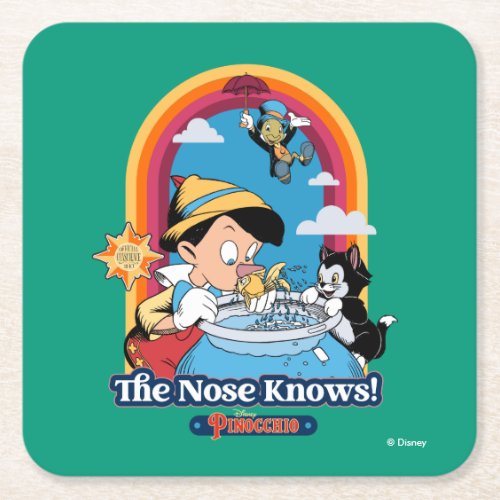 Pinocchio  The Nose Knows Square Paper Coaster