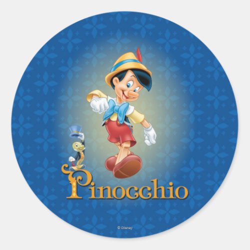 Pinocchio with Jiminy Cricket 2 Classic Round Sticker