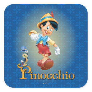 Pinocchio with Jiminy Cricket 2 Square Sticker