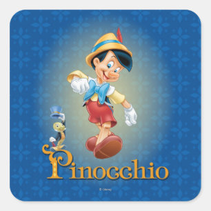 Pinocchio with Jiminy Cricket 2 Square Sticker