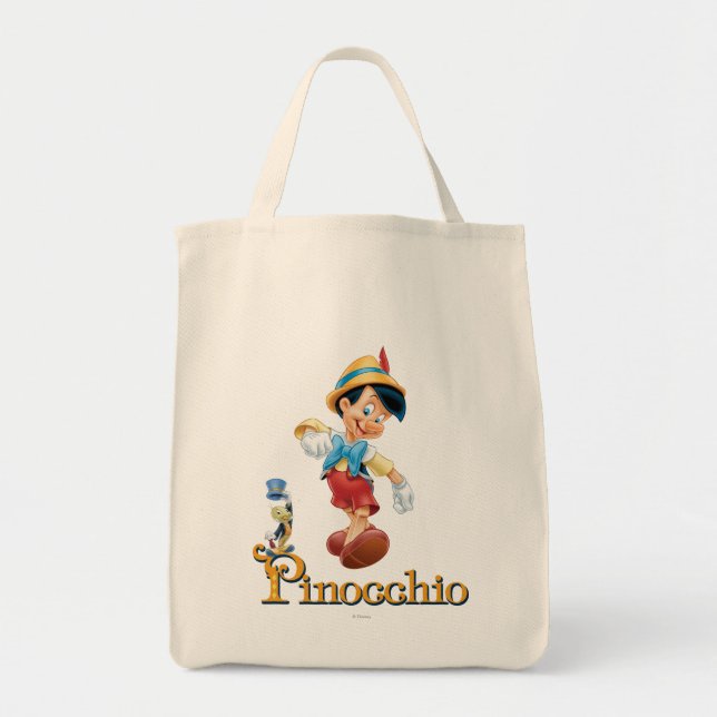 Pinocchio with Jiminy Cricket 2 Tote Bag (Front)