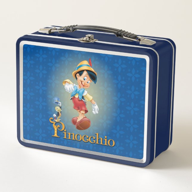 Pinocchio with Jiminy Cricket Metal Lunch Box (Front)