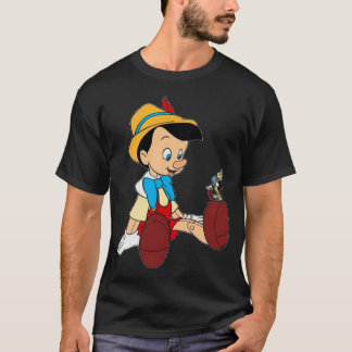 Pinochio And Talking Cricket Blue Sticker T-Shirt