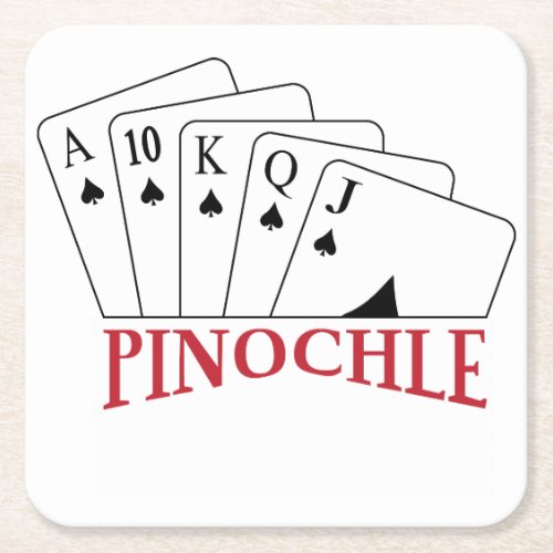 Pinochle Cards Square Paper Coaster