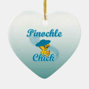 Pinochle Chick Ceramic Ornament