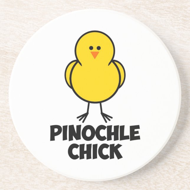 Pinochle Chick Drink Coaster (Front)
