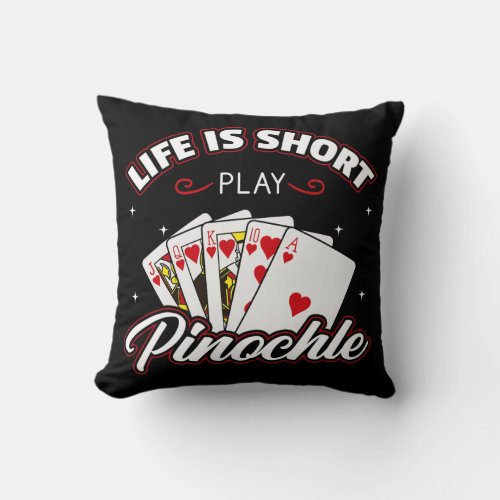 Pinochle Game Rules Cards Double Deck Points Throw Pillow