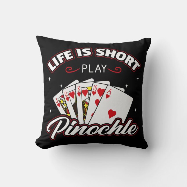 Pinochle Game Rules Cards Double Deck Points Throw Pillow (Front)