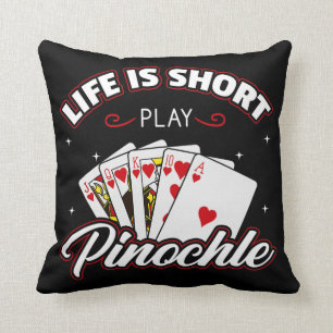 Pinochle Game Rules Cards Double Deck Points Throw Pillow