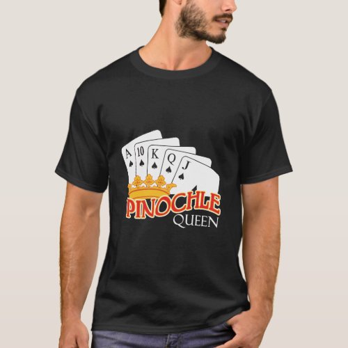 Pinochle Queen Trick_And_Meld Deck Of 48 Card Game T_Shirt