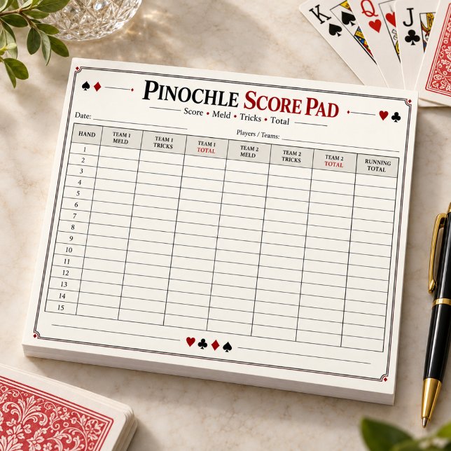 Pinochle Score Sheet Notepad (Pinochle Score Sheet Notepad
)