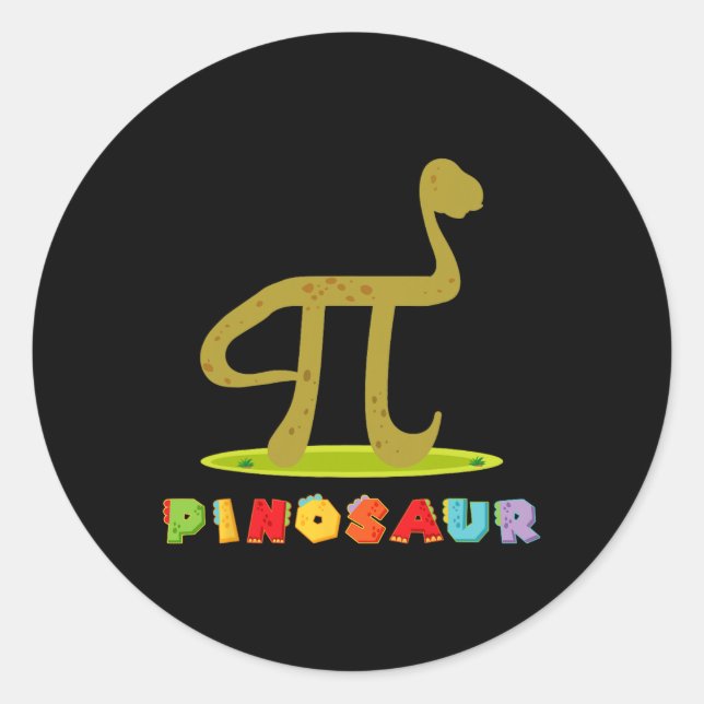 Pinosaur Funny Pi Day Dinosaur Math Lover Science  Classic Round Sticker (Front)