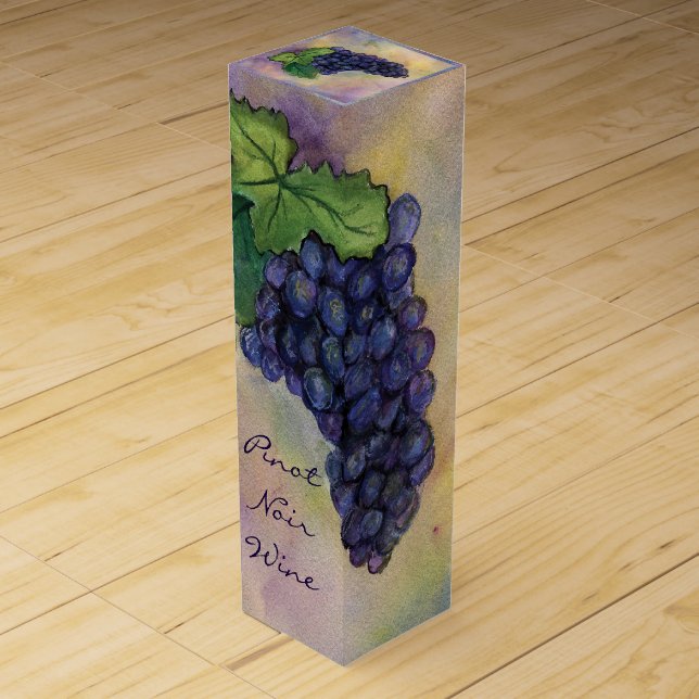 Pinot Noir Red Wine Grapes Custom Bottle Gift Box (Front)