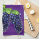 Pinot Red Wine Grapes Kitchen Towel Art Decor<br><div class="desc">The watercolor painting displays Pinot Noir red wine grapes. There is plenty of room for you to customize with your own text!</div>