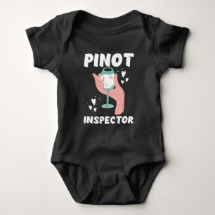 Pinot Wine Inspector Funny Alcohol Drinking Baby Bodysuit