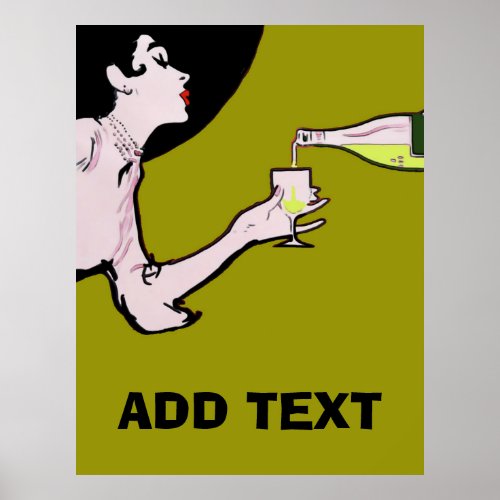 Pinot Wine Vintage Lady add text  Posters