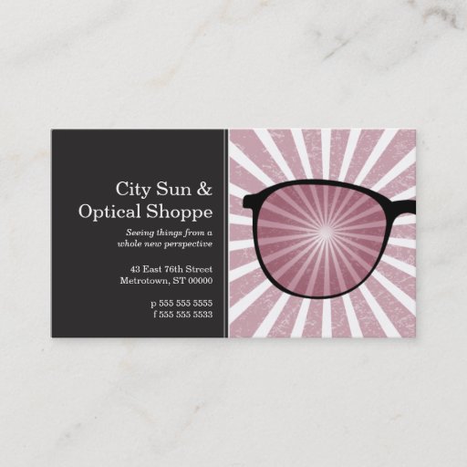 Customizable Pinpoint Grungy Rays Glasses Business Card Template