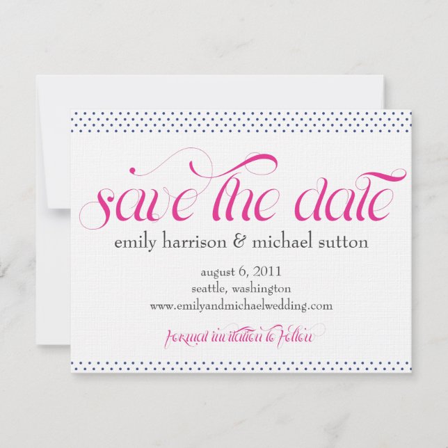 Pinpoint Polka Dots Save the Date (Front)