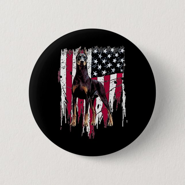 Pinscher American Flag Usa Awesome  Button (Front)