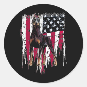 Pinscher American Flag Usa Awesome  Classic Round Sticker