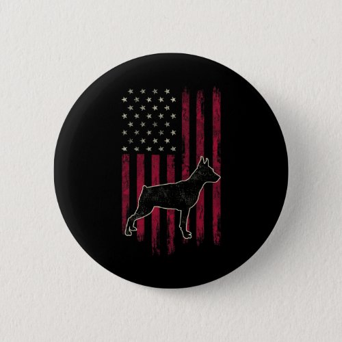 Pinscher Dog Lovers American Flag 4th Of July  Button