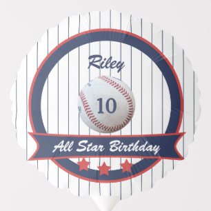 Pinstripe Baseball Birthday Party Balloon