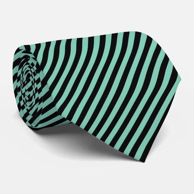 Pinstripe Black & Mint Green | DIY  Color Tie (Rolled)