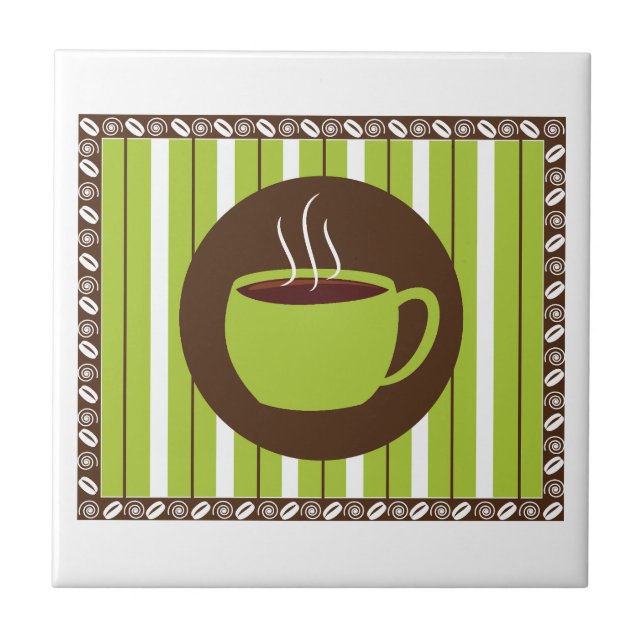 Pinstripe Coffee Ceramic Tile (Front)