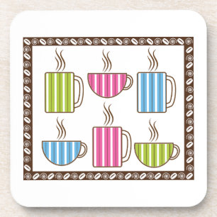 Pinstripe Coffee Cups Beverage Coaster