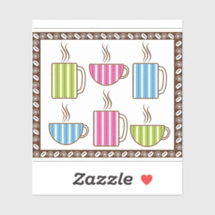 Pinstripe Coffee Cups Sticker
