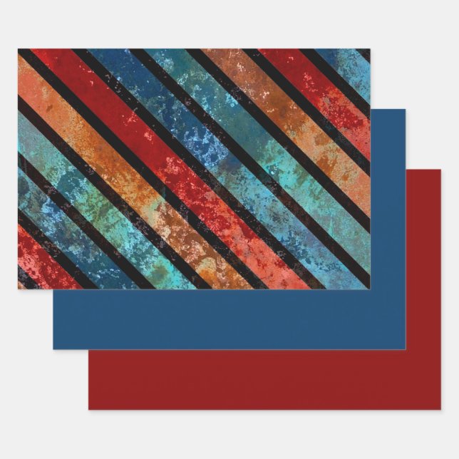Pinstripe Contemporary Masculine Design Wrapping Paper Sheets (Set)